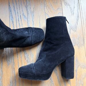 Free People Black Suede Heeled Boots